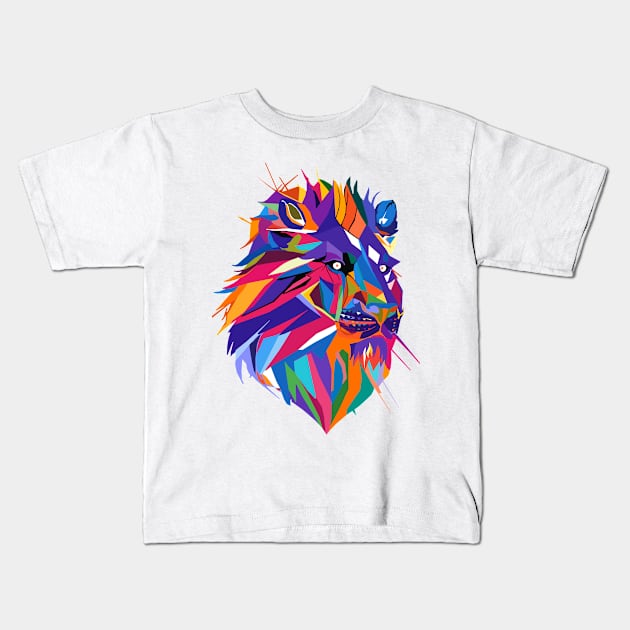 Lion animal pop art Kids T-Shirt by CANDD ART